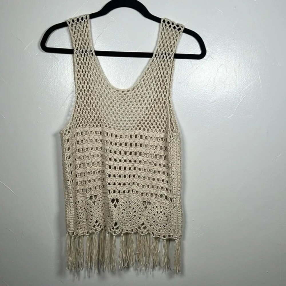 Umgee Crochet Tank Top Size Medium Fringe Bottom Y2K Hippie Festival